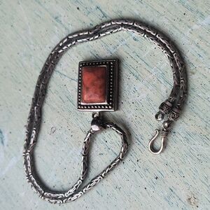 Sterling Silver Orange Stone Necklace